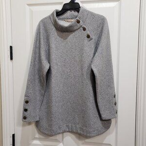 Soft Surroundings Brooke Tunic Pullover Sweater Women's Size L Grey Herringbone